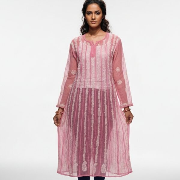 Chikankari 22 kali Straight Anarkali | Meer Chikankari