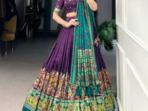 Purple-Tussar-Silk-Patola-Print-Trendy-Lehenga-Choli-For-Women | Lehenga and choli