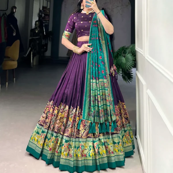 Purple-Tussar-Silk-Patola-Print-Trendy-Lehenga-Choli-For-Women | Lehenga and choli
