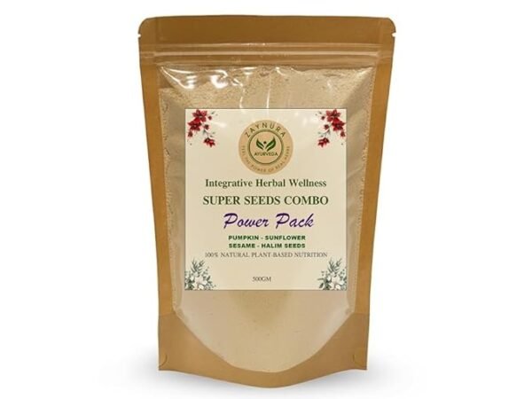 Seeds Combo Power Pack 500g | Pumpkin Seeds, Sunflower Seeds, Sesame, Halim (Garden Cress) | High Fibre, Protein-Rich Superfood Mix | Immunity & Energy Booster | Healthy Seeds Powder for Weight Loss & Diabetes Support | Zaynura Super