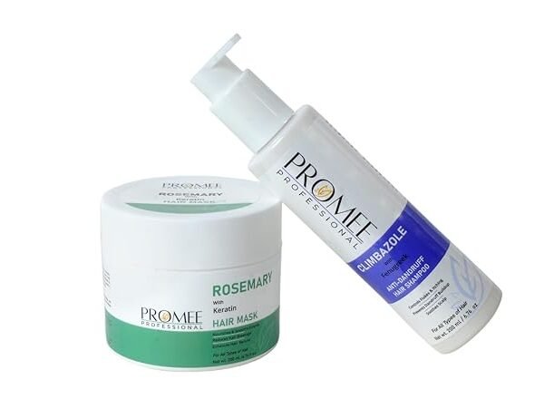 Professional Rosemary Hair Mask & Anti-Dandruff Shampoo Set – Natural Keratin Hair Growth Treatment & Scalp Detox Care Combo (200ml each) | Promee