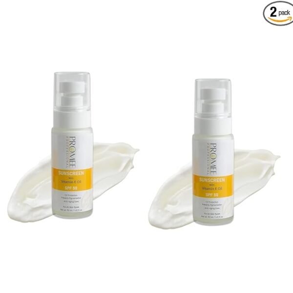 Sunscreen SPF 50 PA++++ Pack of 2 | Vitamin E Oil | Broad Spectrum UVA & UVB Protection | Anti-Tanning, Pigmentation & Aging | Lightweight, Non-Greasy, Paraben-Free – 50ml Each | Promee