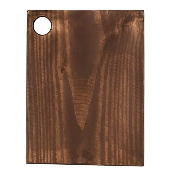 Rustic Australian Pine Wood Cutting Board | Brown Kitchen Chopping Block with Hanging Hole (8x12 Inch)