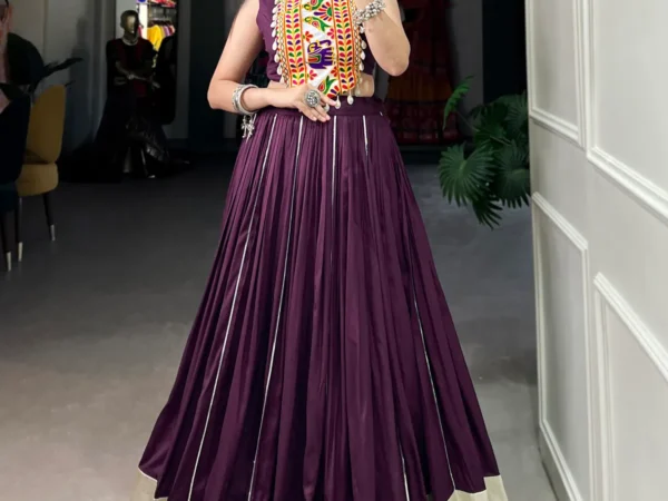 Wine-Rayon-Lehenga-And-Gamthi-Work-Blouse-For-Women | Lehenga and choli