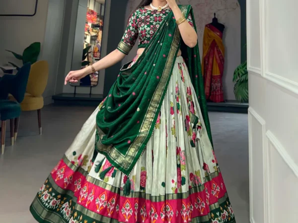 Green-Special-Color-Patola-Print-Lehenga-Choli-For-Women | Lehenga and choli