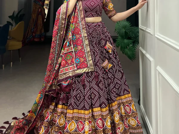 Wine-Special-Color-Patola-Print-Lehenga-Choli-For-Women | Lehenga and choli