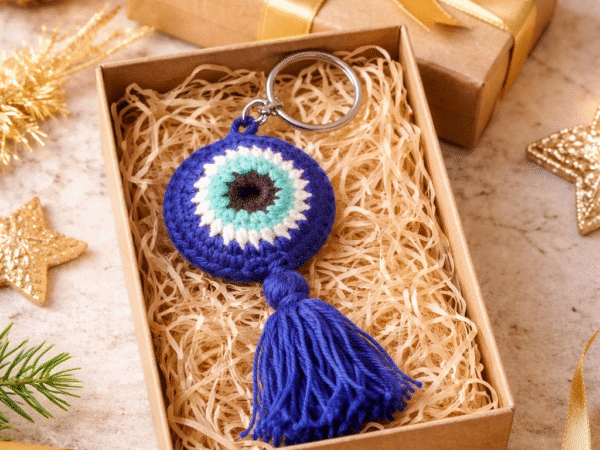 Crochet keychain / Evil eye charm / Nazar battu hanging / Handmade bag charm / Car hanging decor / Crochet tassel keychain / Evil eye keyring / Gift keychain / Handmade decor