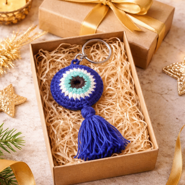 Crochet keychain / Evil eye charm / Nazar battu hanging / Handmade bag charm / Car hanging decor / Crochet tassel keychain / Evil eye keyring / Gift keychain / Handmade decor