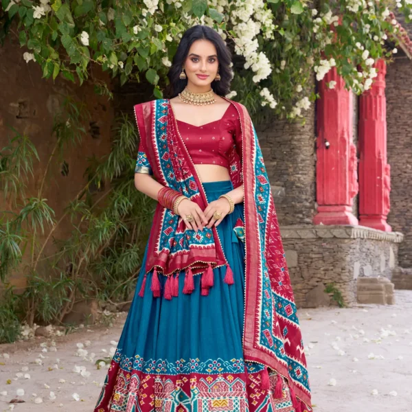 Firoji-Tussar-Silk-Patola-Print-Trendy-Lehenga-Choli-In-For-women | Lehenga and choli