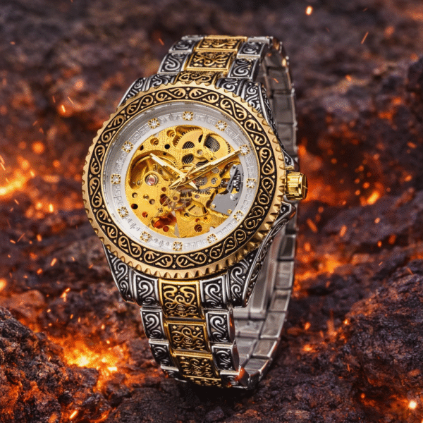 FORSINING Fully Automatic Mechanical Watch for Men | Open-Heart Working Gears Dial, Transparent Case Back | Timeless Luxury & Precision Engineering No Battery Required Just Shake & Wear