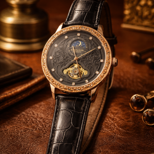 FORSINING Fully Automatic Mechanical Watch for Men | Open-Heart Working Gears Dial, Transparent Case Back | Timeless Luxury & Precision Engineering No Battery Required Just Shake & Wear