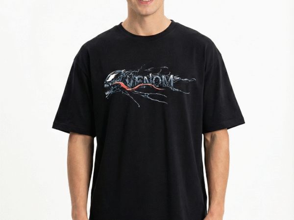 WÖLFIN Venom Power Premium Black Oversized T-Shirt | Bold Front Design | Youth Streetwear