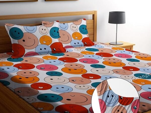 Homdazal glace cotton fitted bedsheets with 2 pillow covers