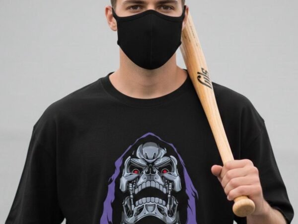 WÖLFIN Men’s Black Graphic T-Shirt – Dark Skull Reaper Print | Premium Cotton Streetwear Tee