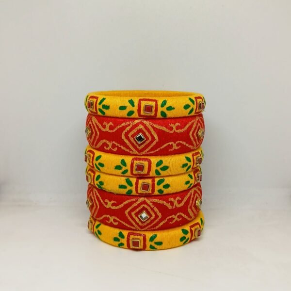 Siya [yellow and red handcrafted bangles] | NDFASHION