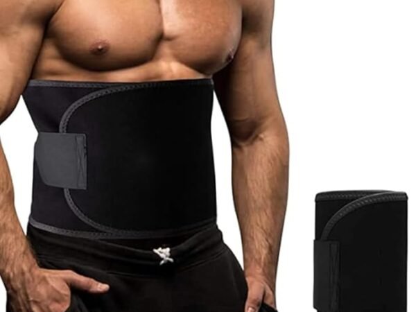 MEDTRIX Sweat Belt Belly Fat Burner for Women & Men | Slim Waist Trimmer Stomach Belt for Gym, Workout & Exercise | Universal Fit – Black | Madtrix