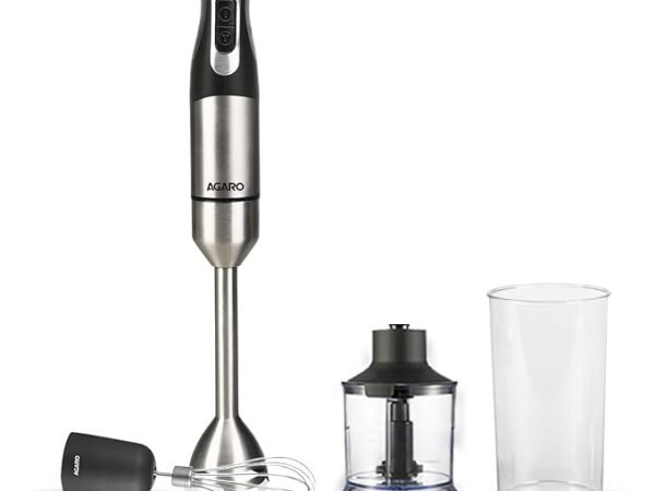 AGARO Grand 1000 Watts Hand Blender With Chopper, Jar & Whisker, 2 Variable Speed Modes & Speed Regulator, Stainless Steel Blades(Black) | AGARO