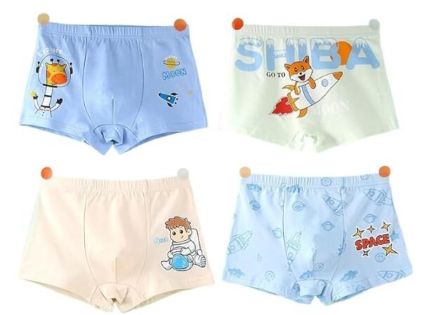 Boys Cotton Underwear Soft Boyshorts Kids Boxer Briefs Multi Pattern (Pack of 4) | ASJAR