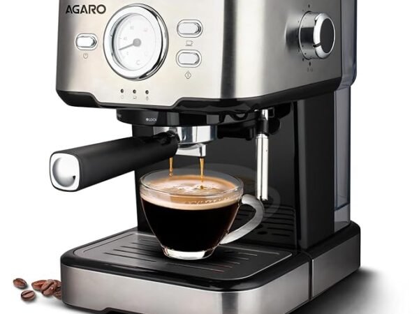 AGARO Imperial Espresso Coffee Maker, 15 Bars, With Foaming Milk, Frother Wand for Espresso, Cappuccino, Latte and Mocha, Steam, Adjustable Milk Frothing and Double Temperature Control System,1100W. | AGARO