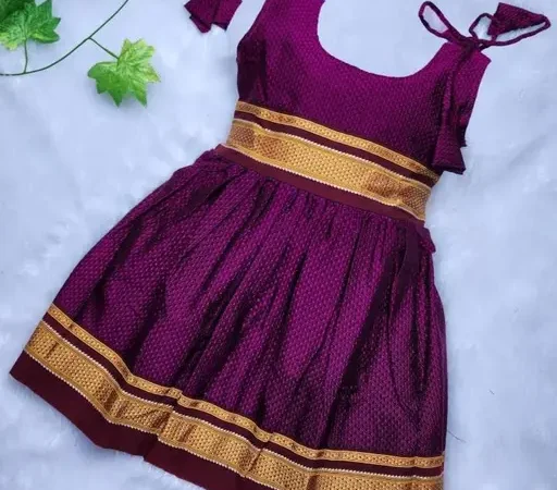 Baby girl ethnic wear khan frock/knee length frock (purple) | Mom and me