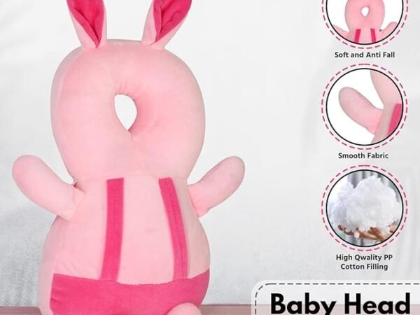 Baby Soft Toy Cartoon Animal Cushion Bag Soft Plush Toddler Backpack, Baby Safety Products for Baby Toddler Walker, Baby Back Protection for Crawling & Walking Design Rabbit (Pink) | Hug Puppy