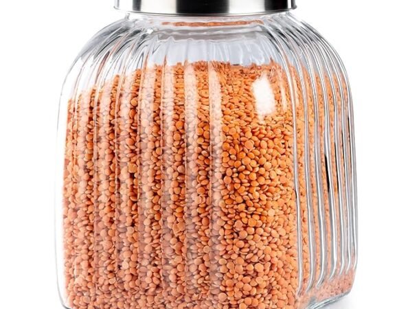 AGARO Elegant Glass Jar 3500 ml, Steel Lid, Storage Glass Container, Transparent, Kitchen Organiser, Multipurpose Jar | ASJAR