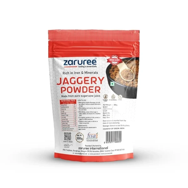 Organic Jaggery Powder 500gm Pouch | Zaruree