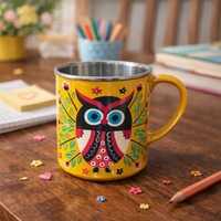 Hand Painted Stainless Steel Mug | Reusable Tea Cup for Home & Office | HOUSE OF HERITAGE