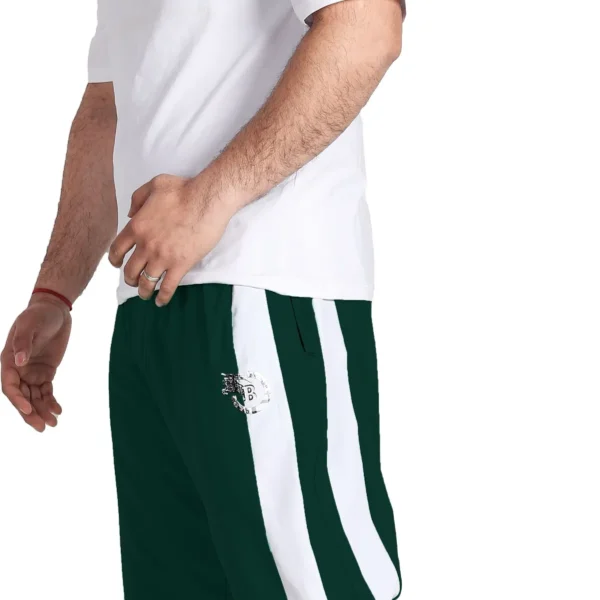 Green Polyester Elastic Striped Track Pant For Men | ADAAISTIC