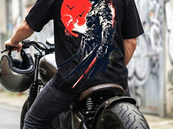 WÖLFIN Batman Samurai Oversized Black T-Shirt | Dark Knight Warrior Back Graphic | Urban Streetwear Cotton Tee