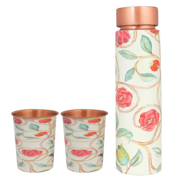 Copper Water Bottle Set | 1 Litre Bottle & Set of 2 Glasses | Boosts Immunity | HOUSE OF HERITAGE