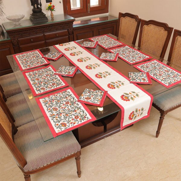 Kashmiri Embroidered Dining Table Set – Handcrafted Elegance for Your Table | HOUSE OF HERITAGE