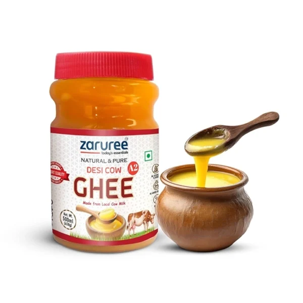 A2 Certified Desi Cow Ghee 500ml | Made from Malnad Gidda Breed | Pure, Natural, and Healthy | Zaruree
