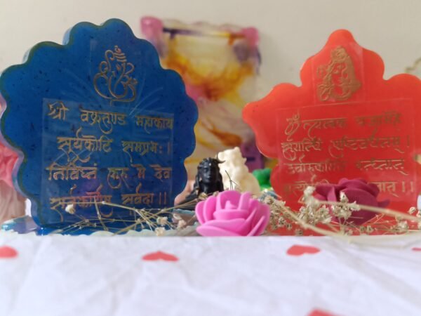 Resin handmade ganesha, shivji mantra frame