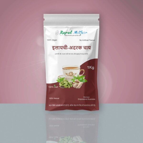Rural Mother Elaichi Adrak Chai 1Kg | Premium Cardamom Ginger Tea | Strong & Aromatic Natural Leaf Tea | Vegan & No Artificial Flavour