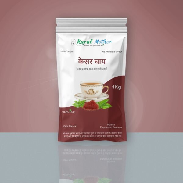 Rural Mother Kesar Chai 1Kg | Premium Saffron Infused Tea | Rich Aroma & Royal Taste Natural Leaf Tea | 100% Vegan & No Artificial Flavour
