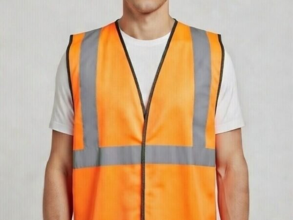 High Visibility Reflective Safety Jacket | Orange Fluorescent Workwear Vest with Reflective Strips | Ishadhari | Orange