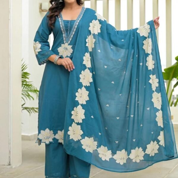 Amazing outfit with suit cotton fabric : blue | Attirecarat