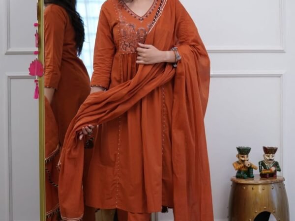 natra cut kurta Style made from cotton - orange | Attirecarat