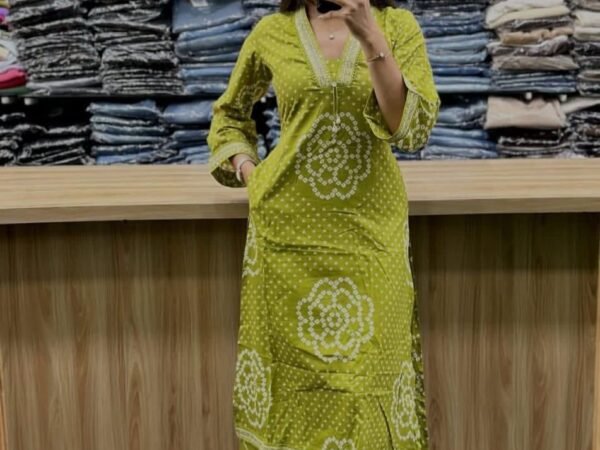 Plazo and full dupatta Straight Kurti Green | Attirecarat
