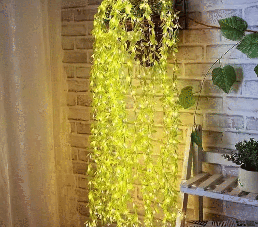 Artificial Leaf Golden LED Fairy String Light Ideal for Bedroom,Garden,Birthday & Festive Décor,Diwali Lights & Christmas,Party Diwali Lights for Decoration Home (3x1Meter,Corded Electric) | EmmEmm