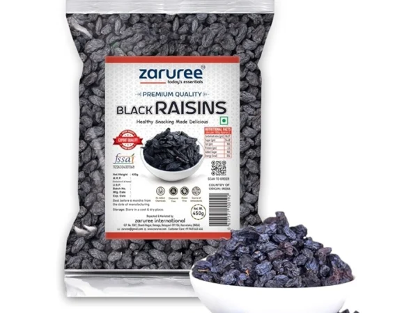 Black Premium Raisin 450g | Naturally Processed & Sun-Dried | Sweet, Healthy & Natural Snack | Zaruree