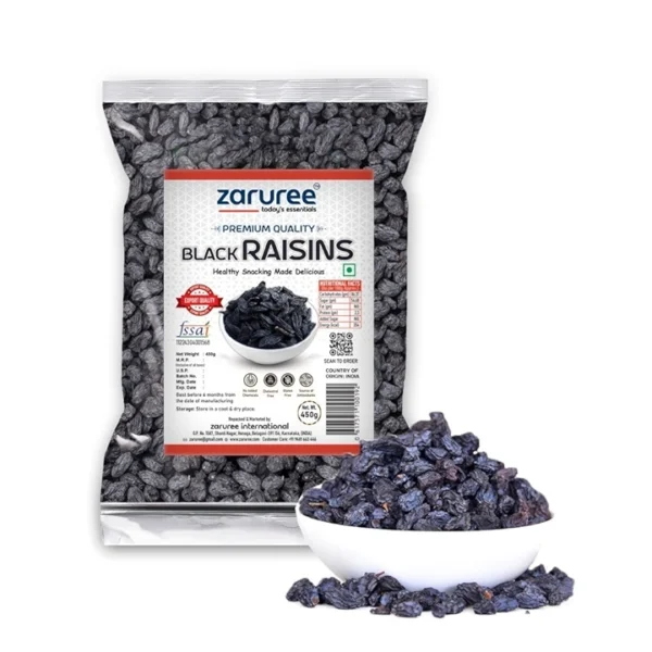Black Premium Raisin 450g | Naturally Processed & Sun-Dried | Sweet, Healthy & Natural Snack | Zaruree