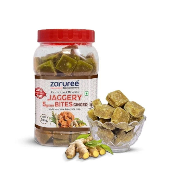 Natural Jaggery Ginger Bites 500g (5g Each) | Chemical-Free & Naturally Processed | Zaruree
