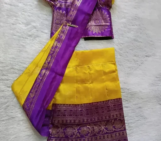 Baby girls ethnic wear half saree haldi saree | Mom and me