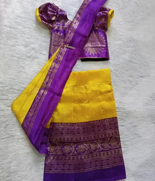 Baby girls ethnic wear half saree haldi saree | Mom and me