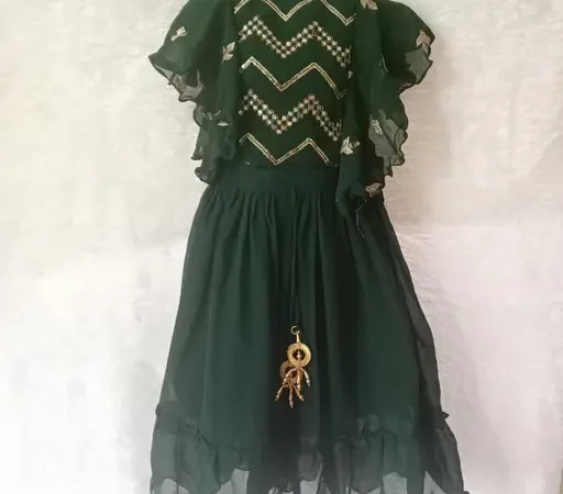 Girls Georgette Stylish Readymde Lehenga Choli Set- Kids Party Dress | Mom and me