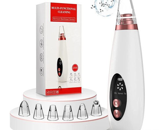 Electric 6-in-1 Multi-function Blackhead Remover | USB Rechargeable Acne & Pimple Pore Cleaner Vacuum Tool | Facial Cleanser Device for Nose & Skin Care | WUGO