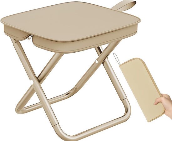 Handbag Folding Stool with Zipper Bag | Lightweight Foldable Camping Chair for Picnic, Travel, Beach, Fishing & Outdoor Use | Portable Stable Folding Stool (Pack of 1) | WUGO