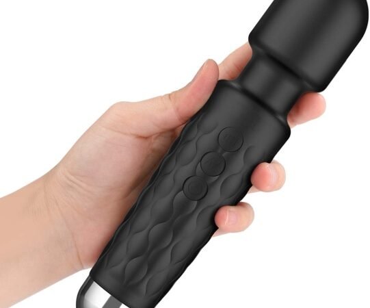 Rechargeable Handheld Body Massager for Women & Men | Waterproof Silicone Vibrating Wand Massage Machine with 20 Vibration Modes & 8 Speed Levels | Quiet & Powerful Muscle Relaxation Device | WUGO